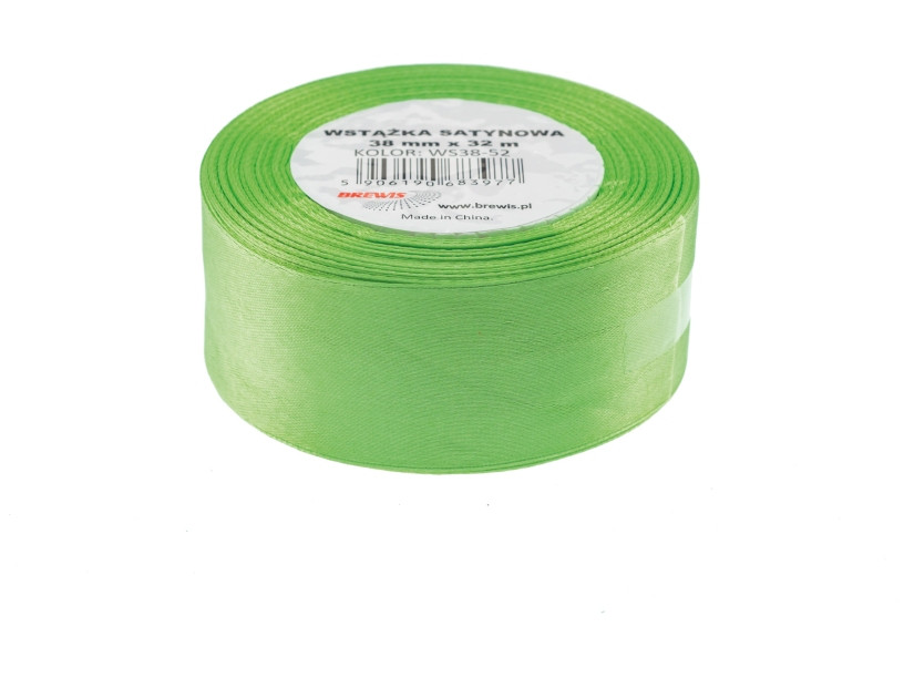 Wstążka satynowa 38mmx32m zielona 2 Brewis